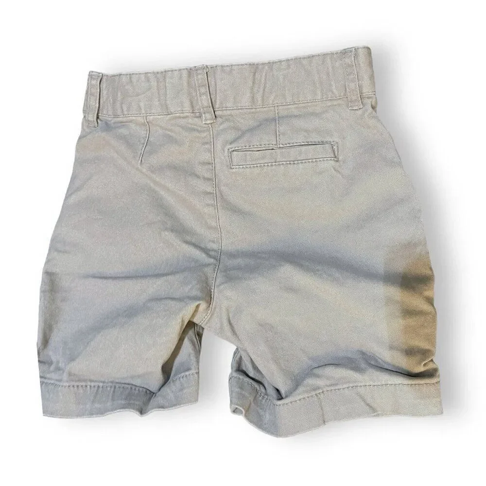 Old Navy Khaki Shorts Boy's Size 5 Gray Pockets Casual School Chino Uniform Zip